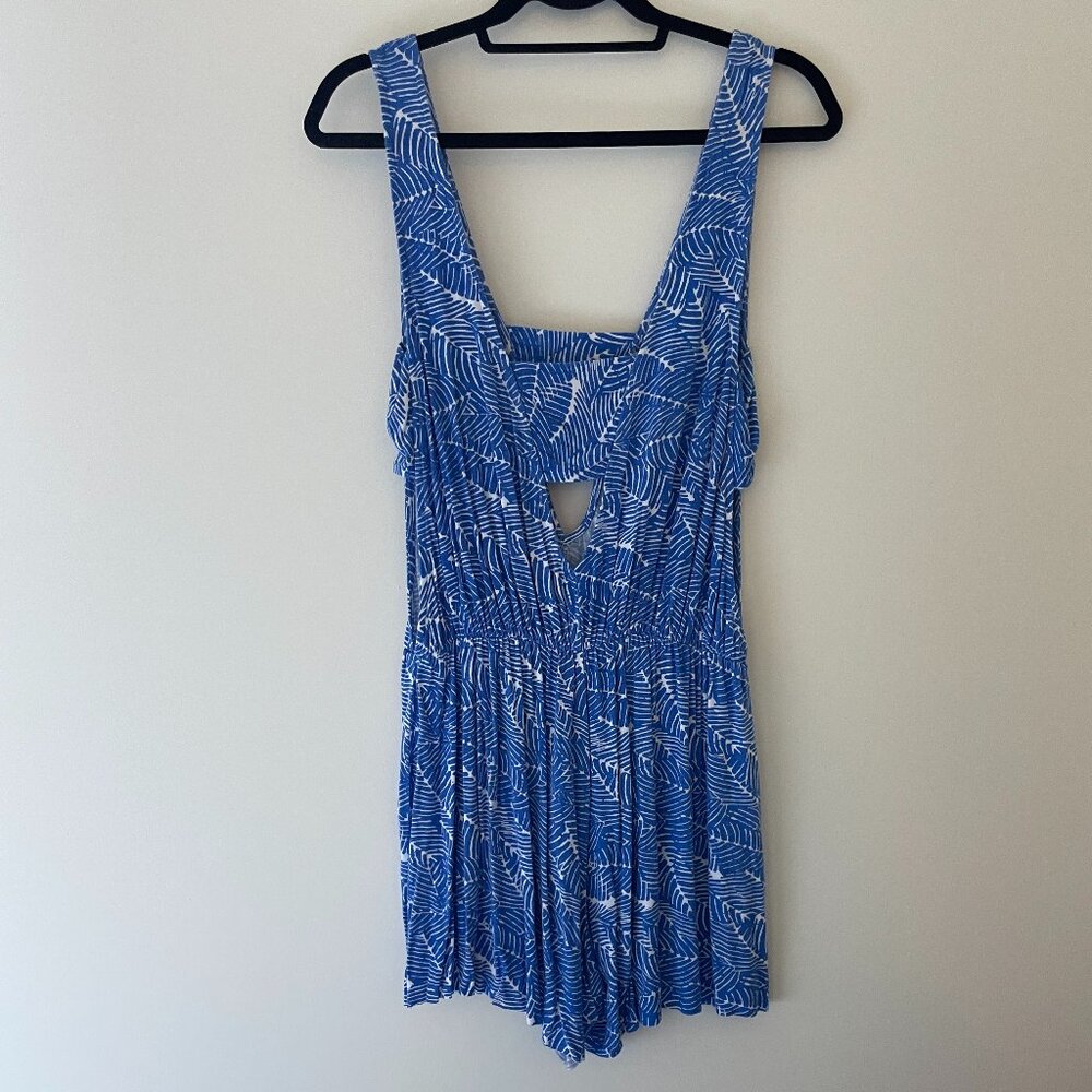 Revolve Blue Patterned Cutout Romper - image 2